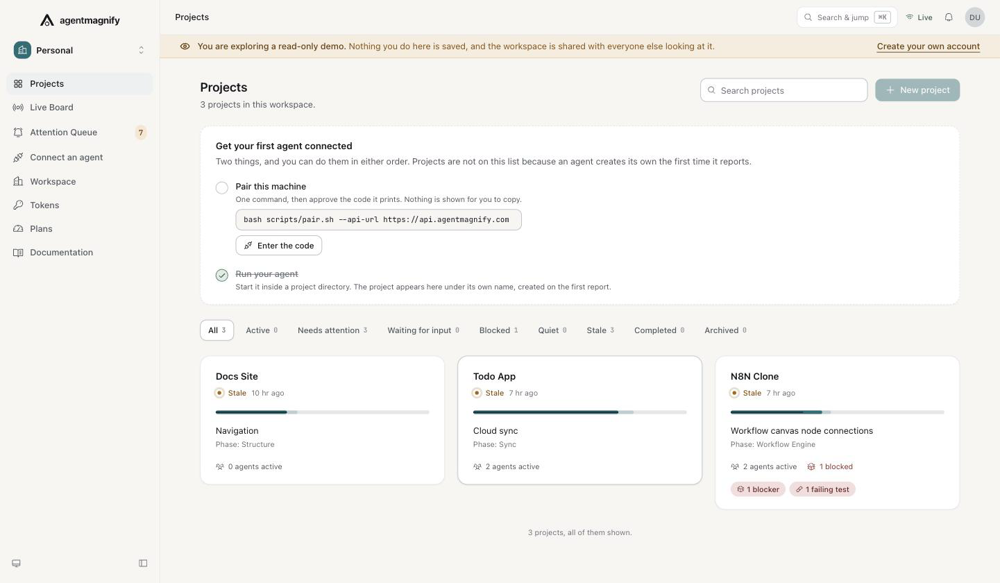 AgentMagnify features and usage screen