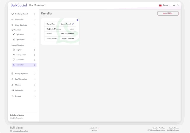BulkSocial detaylı görünüm ve arayüz