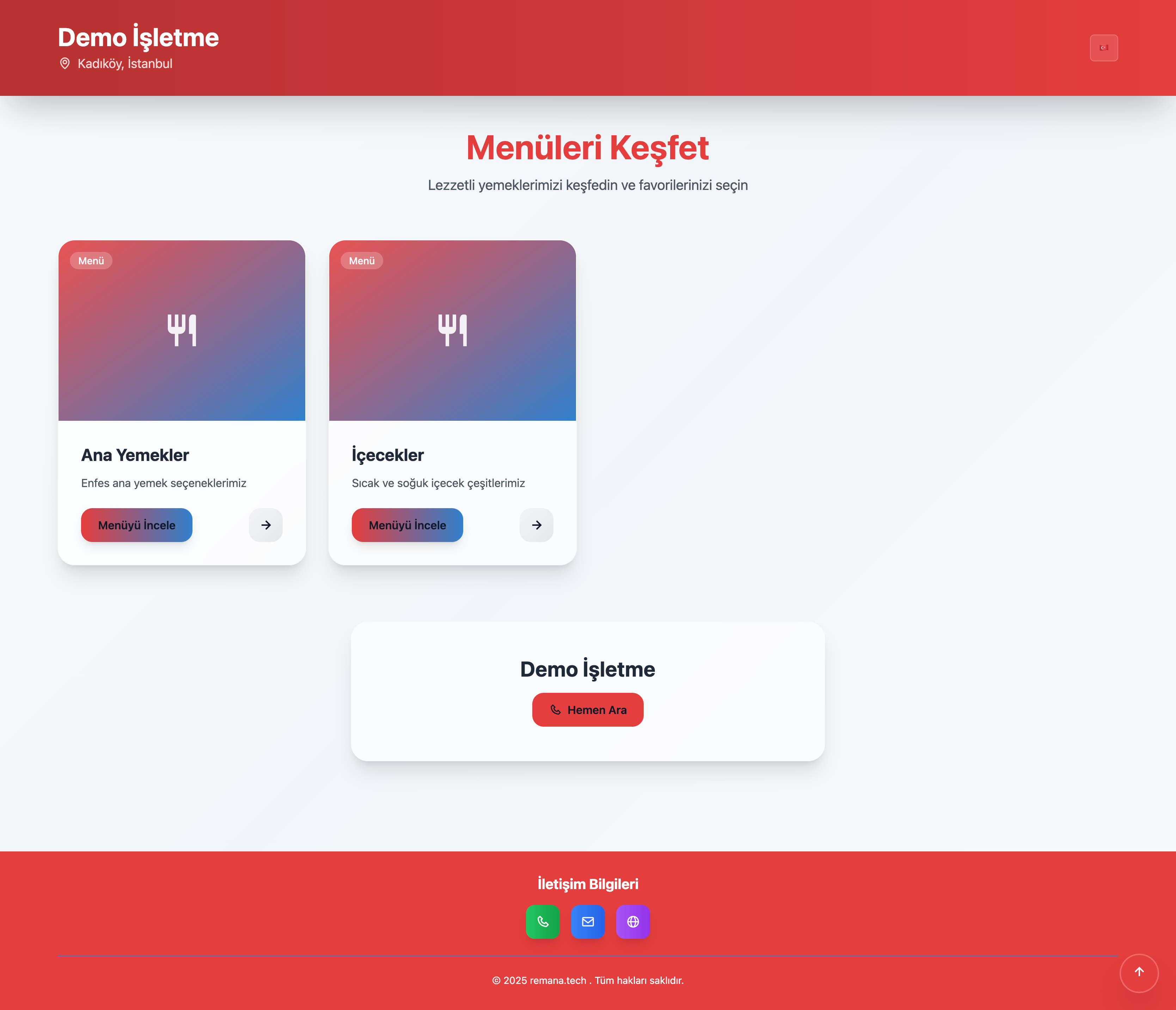 Brandable QR Menu detaylı görünüm ve arayüz