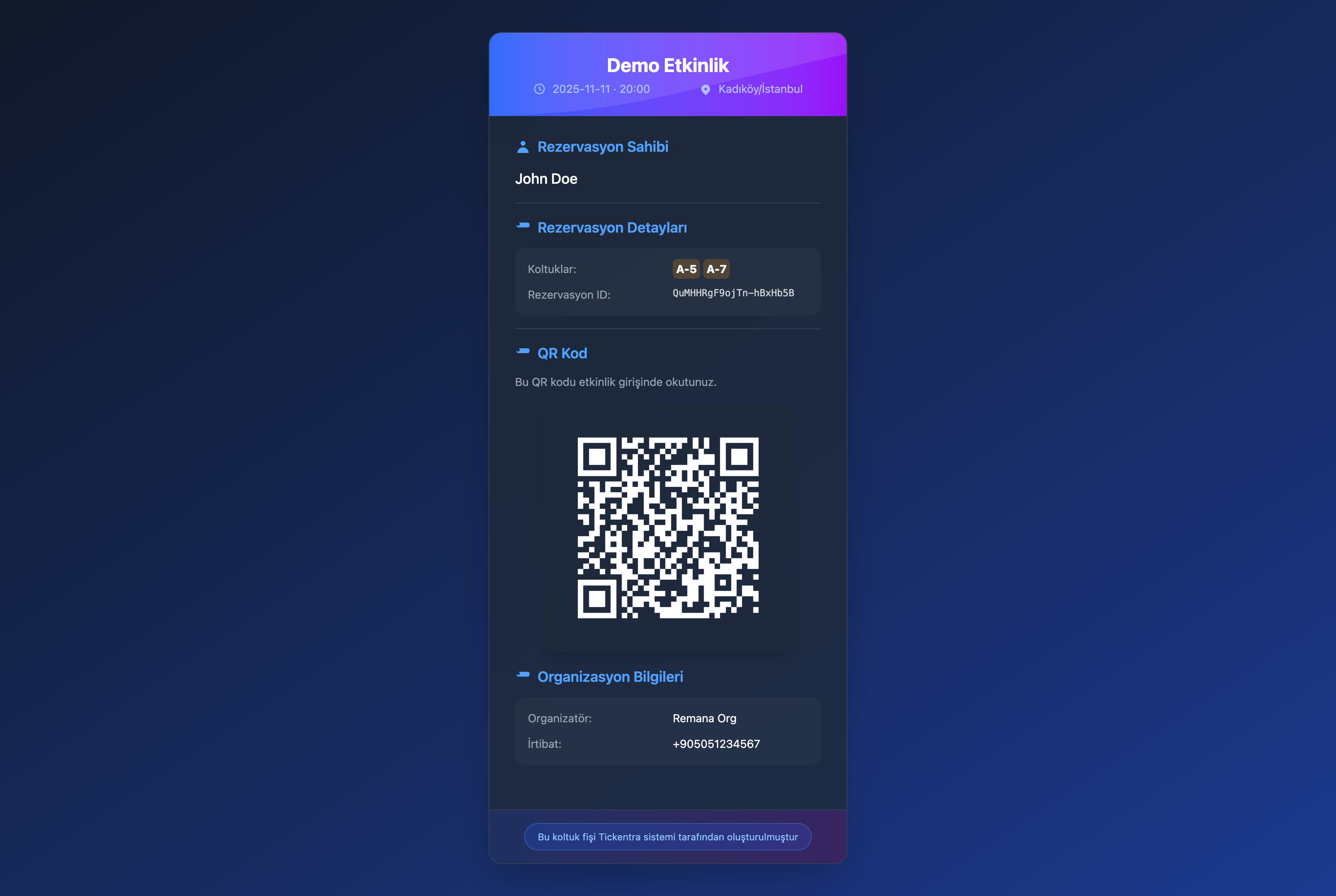 Tickentra - Etkinlik salonları için akıllı bilet sistemi. Biletleri satın, koltukları yönetin ve QR kod ile hızlı giriş kontrolü yapın.